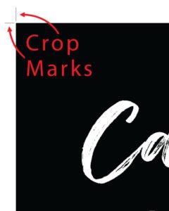 Example of Crop Marks - Black area represents artwork and the 2 lines in the upper left are the crop marks.
