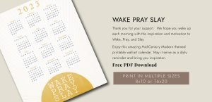 Wake Pray Slay 2024 Calendar