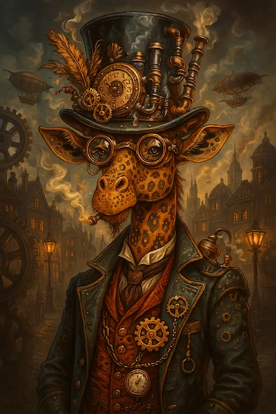 8×10 inch Steampunk Giraffe Wall Art