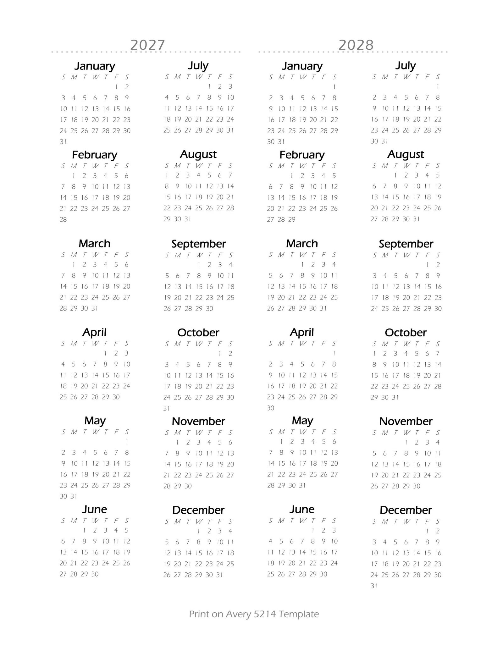 Free Printable Mini Monthly Calendar Stickers (Avery 5214 Template ...