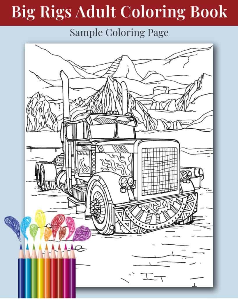 Big Rigs Adult Coloring Book Cute Notebooks + Journals