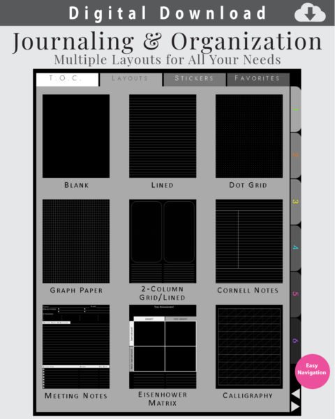 Multiple Page Layouts for Journaling and Organization
