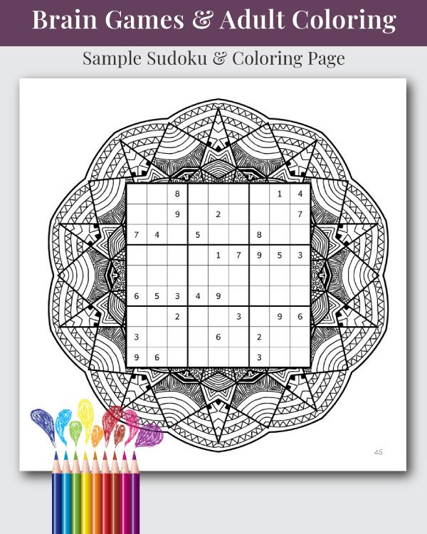 Mandala, Mazes, and Sudoku Coloring and Activity Book Interior Page