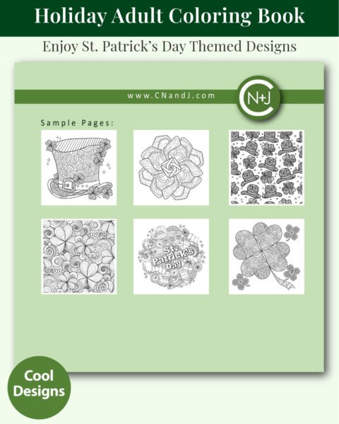 St. Patrick's Day Holiday Coloring Book for Adults Back Cover