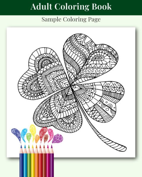 St. Patrick's Day Adult Coloring Book Sample Page