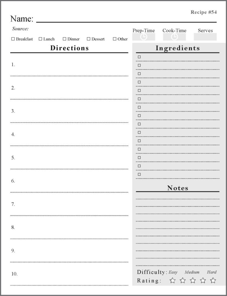 Blank Recipe Book To Write In Your Own Recipes - Family Cook Book Journal  Notebook With Recipe Templates To Create A Personalized Cookbook - Table of